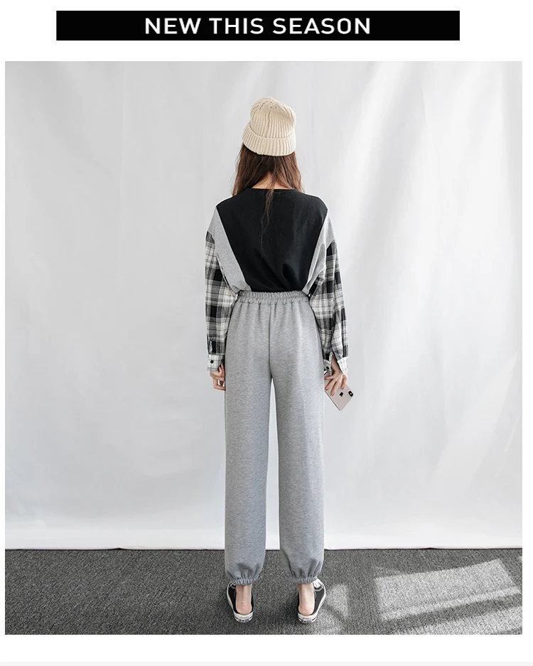 

2021 Autumn Winter New Arrival Harem Pants Elastic Waist Drawstring Trousers Sporty Leisure Pure Cotton Pants