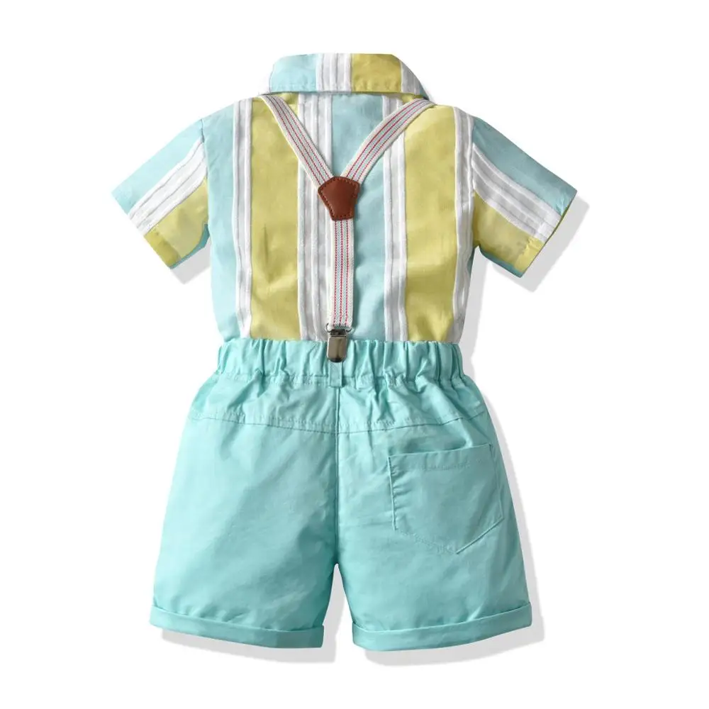 Conjunto de ropa para ni&ntilde;os peque&ntilde;os, camisa de manga corta, Tops, pantalones s&oacute;lidos, pantalones cortos, 4 piezas-1