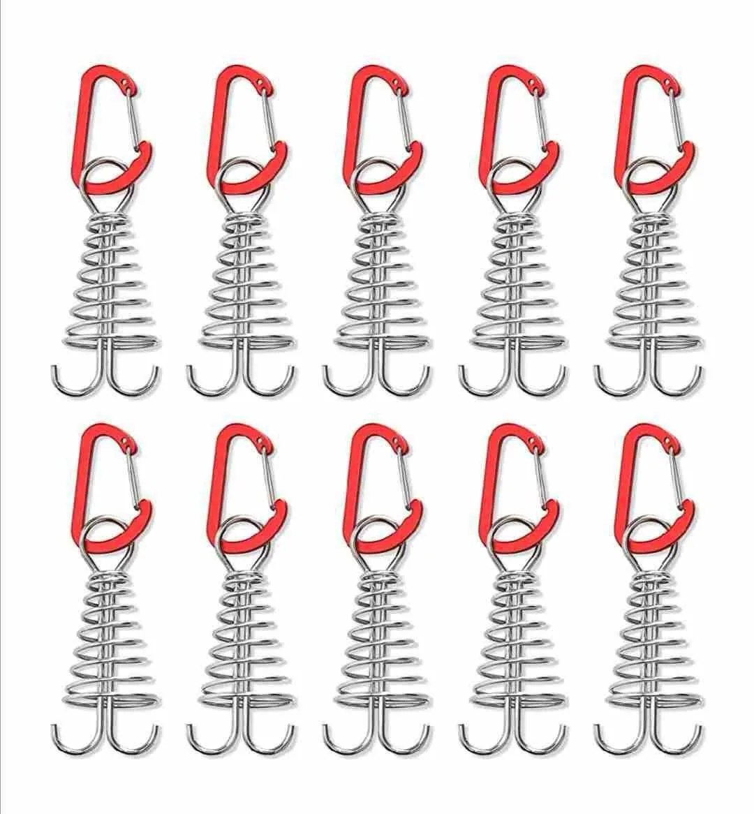

10 Pcs Spiral Shaped Spring Octopus Deck Peg With Carabiner Hooks Buckle Pegs