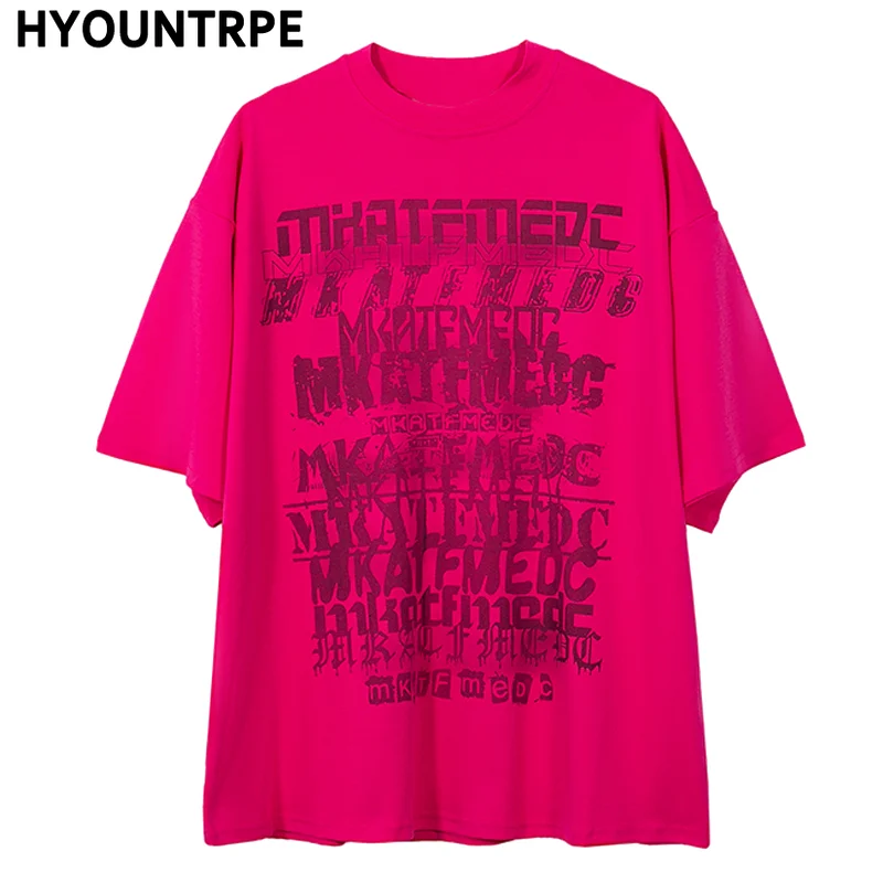 

Men High Street T-shirt Casual Loose Letter Graffiti Print Oversized Short-sleeved Tees 2021 Summer Cotton Harajuku Tops T Shirt