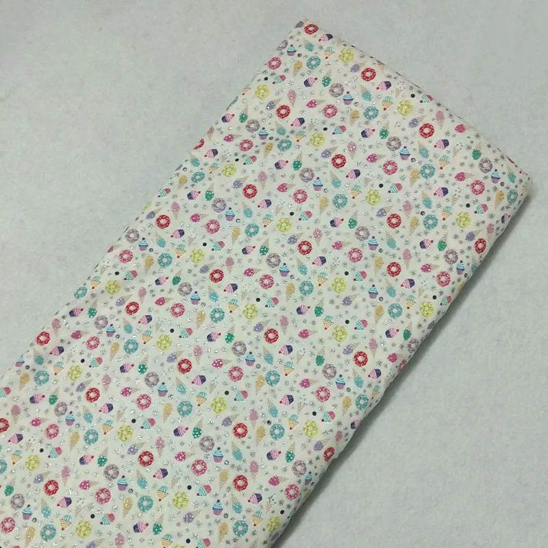 Цветочная Лоскутная хлопковая ткань 50x105 см с принтом в виде пончика | Дом и сад
