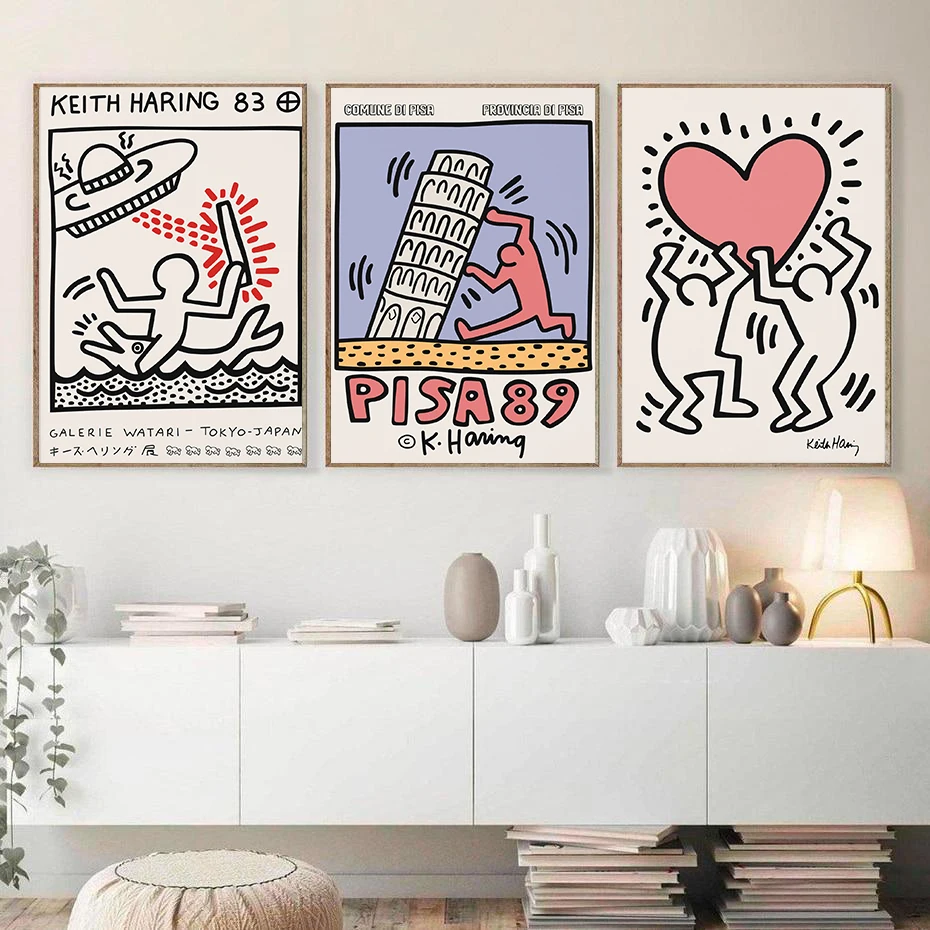 

Art Exhibition Poster Pisa Lucky Heart Abstract Print Vintage Pop Canvas Painting Gallery Wall Art Pictures Decor Living Room