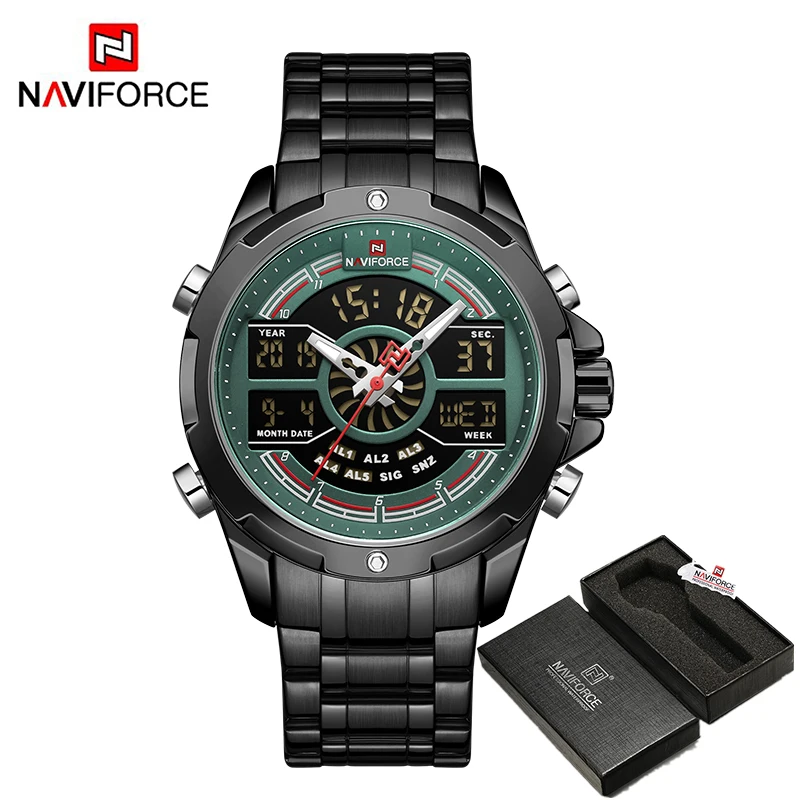 BGN BOX NAVIFORCE, роскошные мужские спортивные часы, брендовые военные водонепроницаемые цифровые кварцевые наручные часы с подсветкой, мужские часы - Цвет: BGN BOX