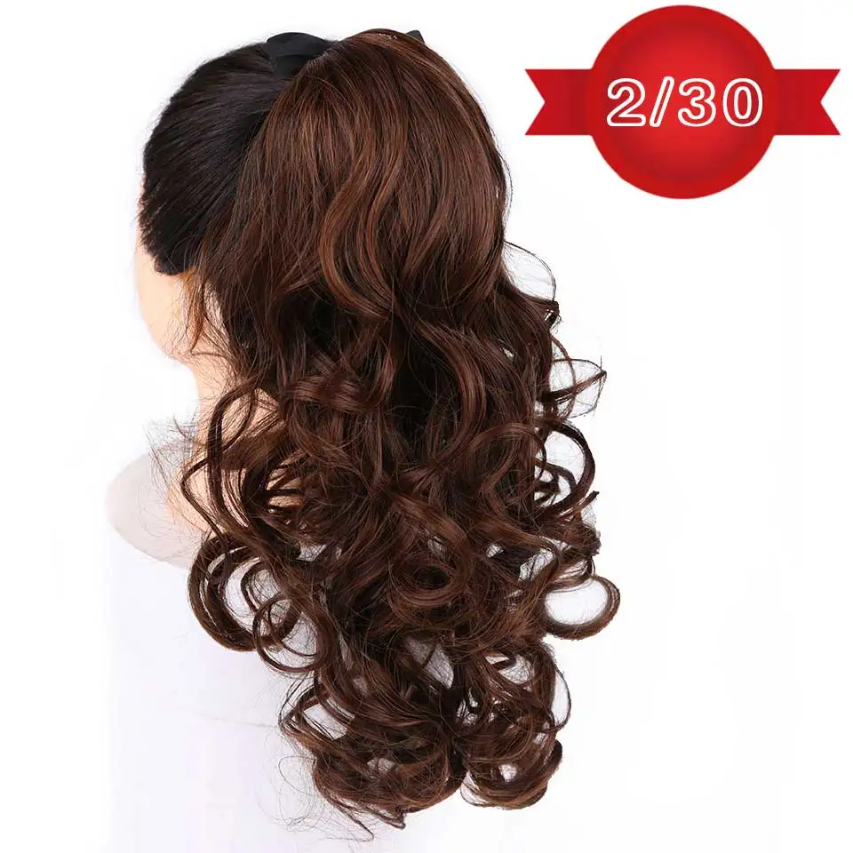 2" длинные волнистые синтетические накладные конский хвост на клипсах конский хвост шнурок натуральные волосы для наращивания термостойкие накладные волосы - Цвет: 2-30
