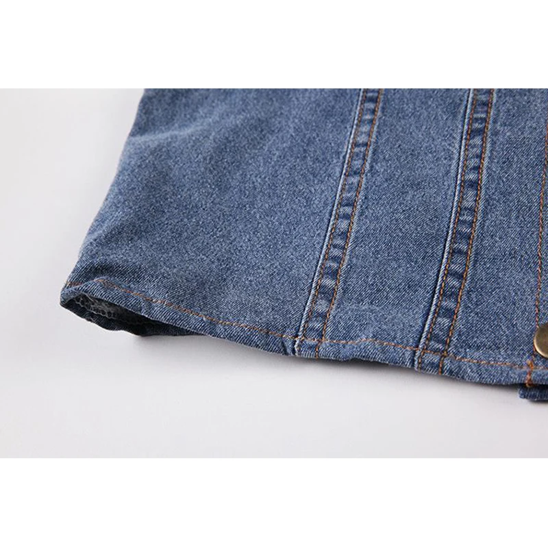 

Patchwork Denim Blouse Women Crop Top Button Puff Sleeve Square Collar Shirts 2021 Summer Korean Fashion New Tops Blouse Female