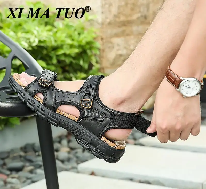 

Classic Men Sandals Summer Genuine Leather Sandals Men Outdoor Casual Lightweight Sandal Fashion Men Sneakers Non-slip Plus Size