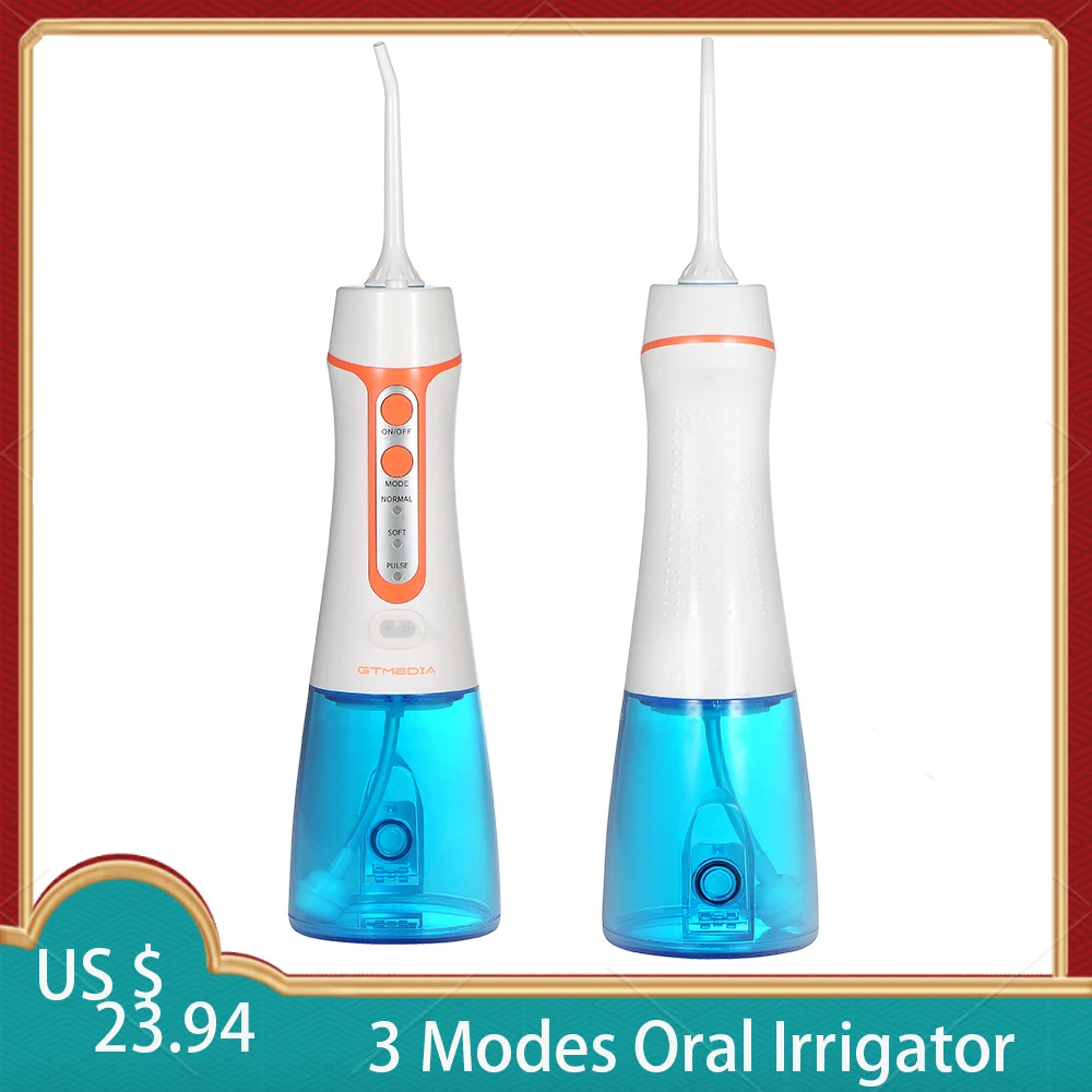 

GTMEDIA Portable Oral Irrigator USB Rechargeable Water Flosser Dental Water Jet 300ML Water Tank Waterproof Teeth Cleaner