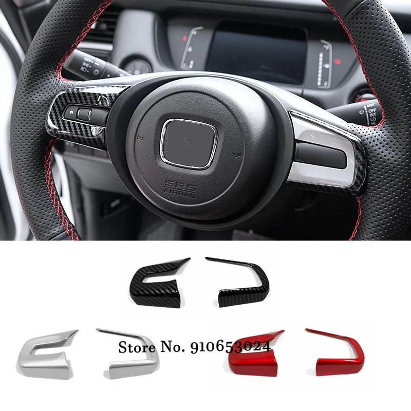 

For Honda Fit Jazz 2020 2021 Car Accessories ABS Carbon fiber Steering Wheel Decoration Sticker Sequins Cover Trim styling 2pcs
