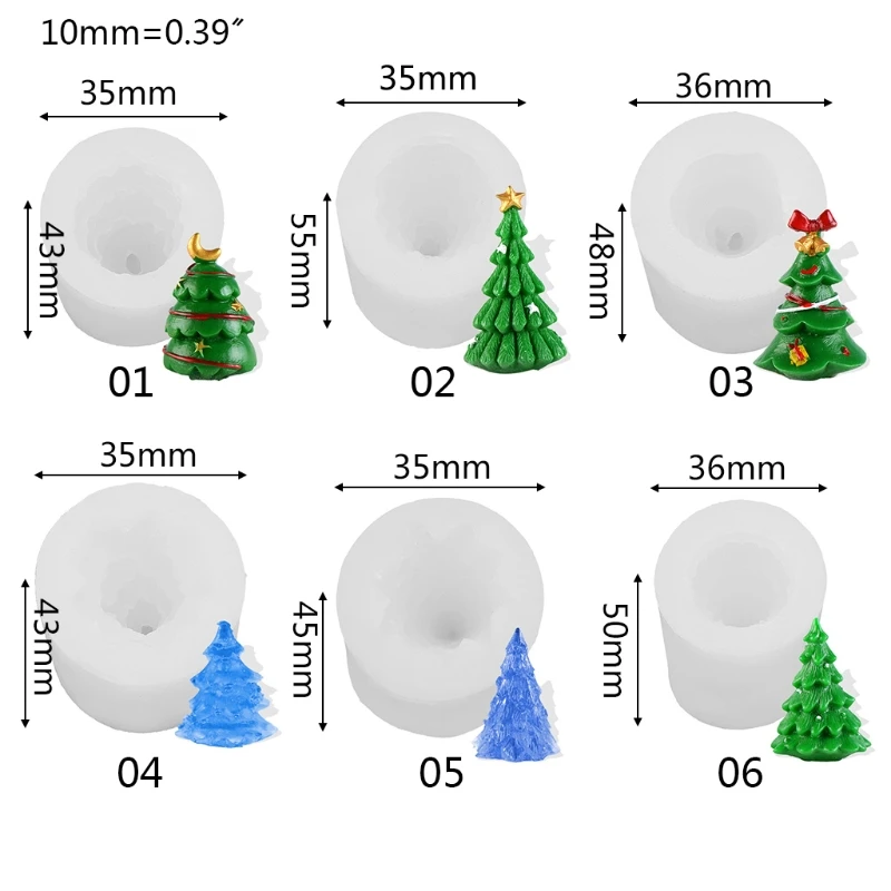 

2021 New 3D Christmas Tree Candle Mold Silicone Clay Soap Mould DIY Chocolate Cake Decor