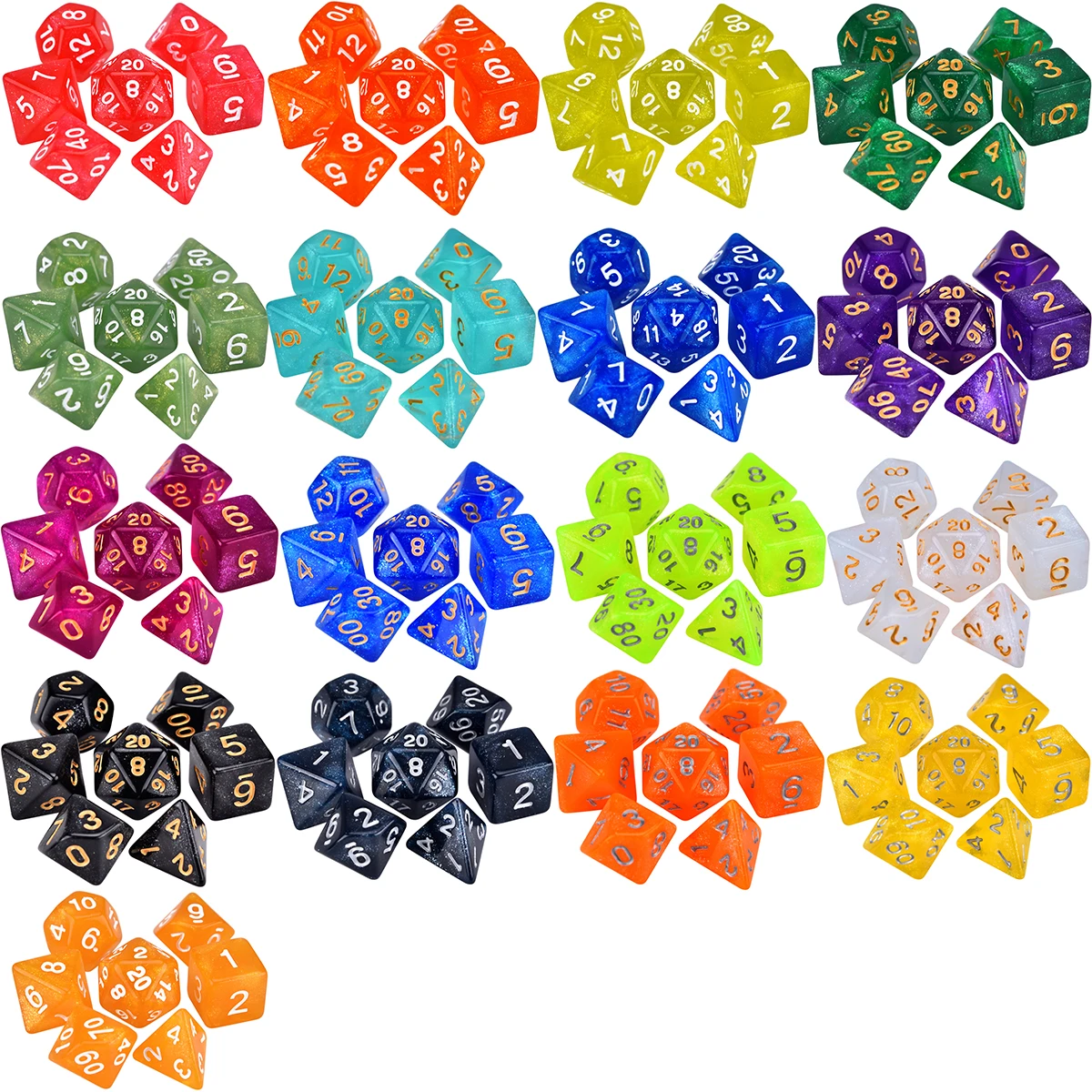 Star Shine Glitter Sparkles Polyhedral Dice Set D4 D6 D8 D10 D% D12 D20 for TRPG DND Game | Спорт и развлечения