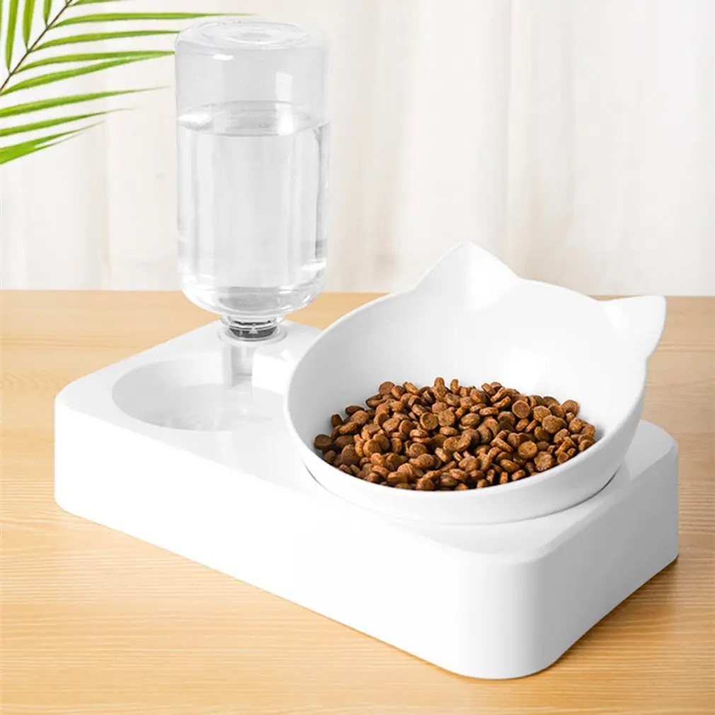 Гравитационный водный и Еда миски кошка миска для воды еды чаша 0-15 ° регулируемый