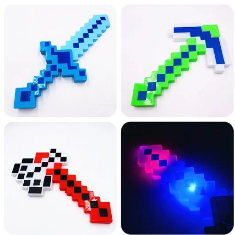 

Ярко-синий Алмазный меч 35 см, топор, светящийся звук, пластиковая игрушка, меч, лук для мальчиков, стрела светодиодный светильник, игрушки дл...