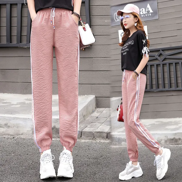 

2021 New Summer Trousers, Spring And Summer Sports Trousers, Female Student Korean Version Of Loose And Over-Fire Harun Trousers