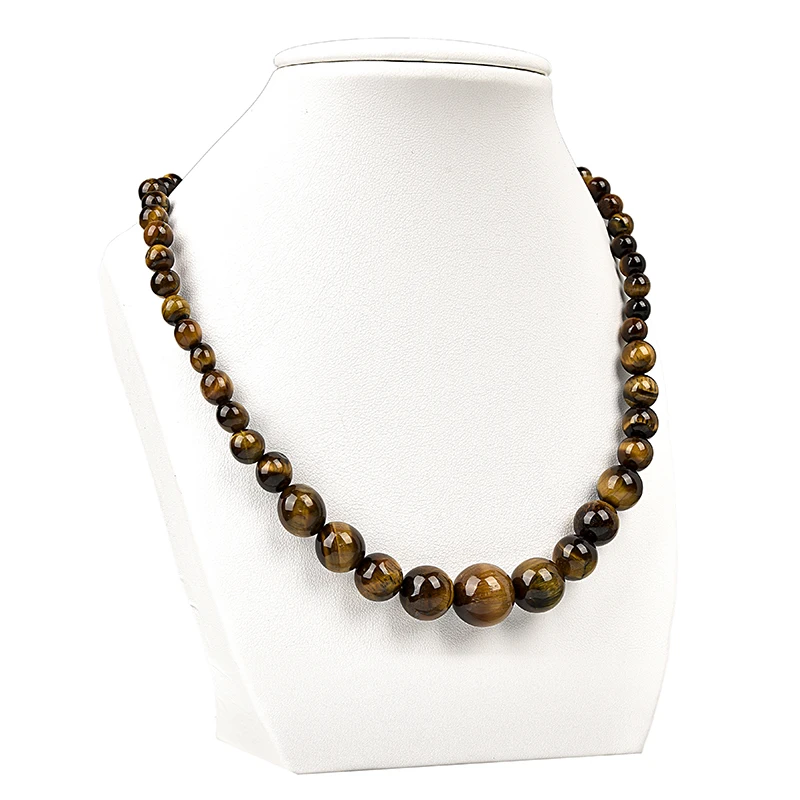 

6-14mm Lucky Stone Tower Necklace Chain tiger eye stone Gem 18inch Beads Jewelry Gifts Hand Made Accessories