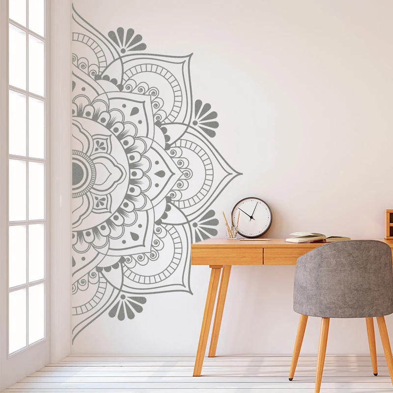 

Half Mandala Wall Decal Headboard Door Window Vinyl Stickers Master Bedroom Yoga Studio Home Decor Boho Style Ornament Art E706