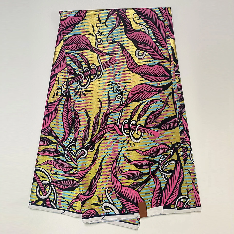 

Лидер продаж бронзового цвета Анкара ткань Африканский Воск Принт с золотым принтом хлопчатобумажная ткань Гану в нигерийском стиле Pagne во...