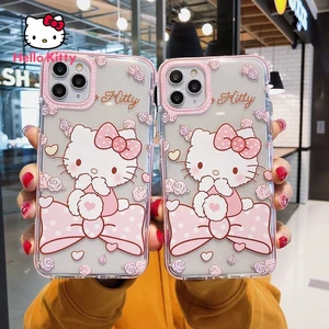 Hello Kitty Transparent Shatter resistant Case for iPhone13 13Pro 13Promax 12 12Pro Max 11 Pro X XS MAX XR 7 8 Plus Cover
