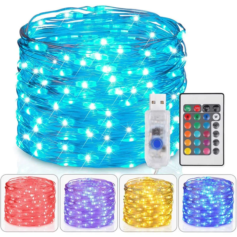 

Fairy String Lights USB16 Colors Changing Waterproof Twinkle Lights with 4 Lighting Modes Remote Control Christmas Decorations