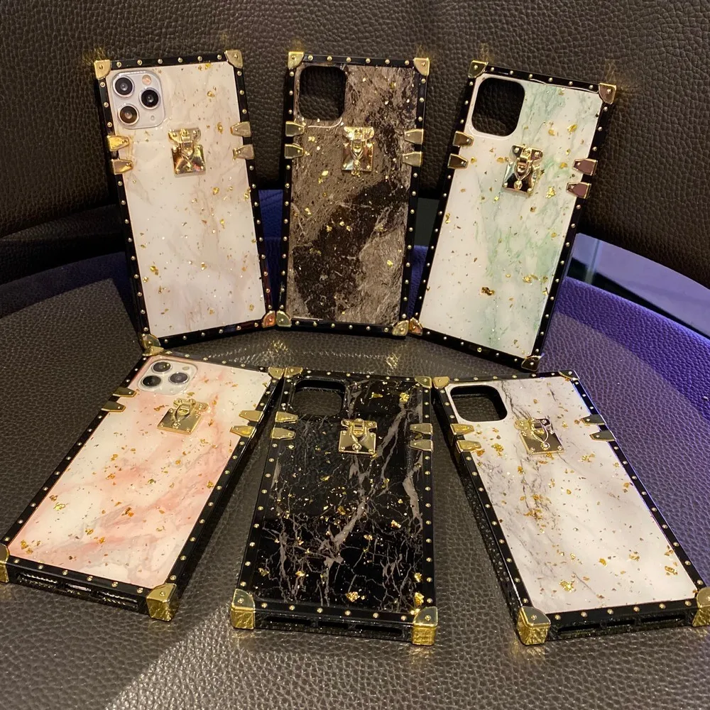 

For Xiaomi Redmi Case 9 CC pro lite 10 A note 7 8 Max Back cover Square temperament elegant marble gold leaf