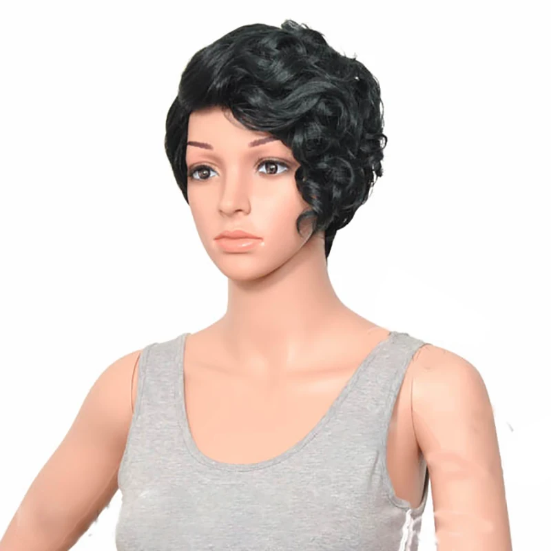 HAIRJOY женский специальный смешанный цвет боковая часть короткий кудрявый синтетический парик для волос