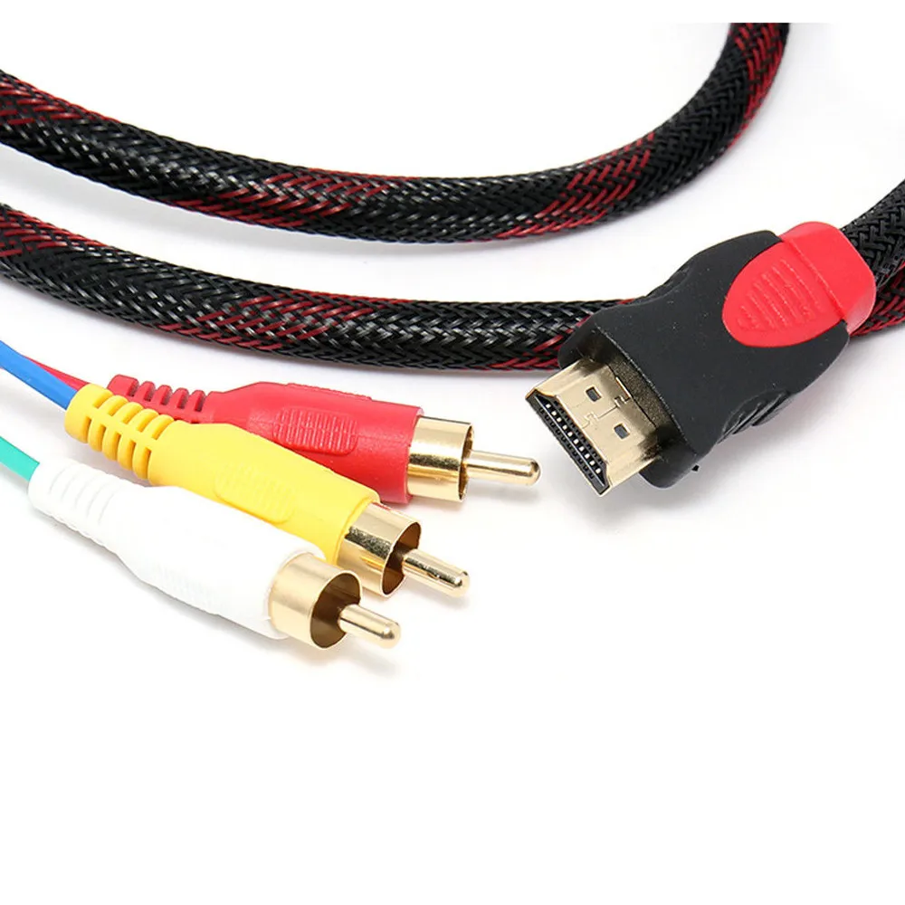 Ouhaobin HDMI штекер 3 RCA AV Аудио Видео 5FT кабель Шнур адаптер для ТВ HDTV DVD 1080p 3RCA