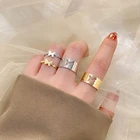 ЖенскоеМужское Открытое кольцо FAMSHIN, регулируемое кольцо в стиле панк под золото Серебряная бабочка пробы, Подарочная бижутерия для влюбленных, 2021