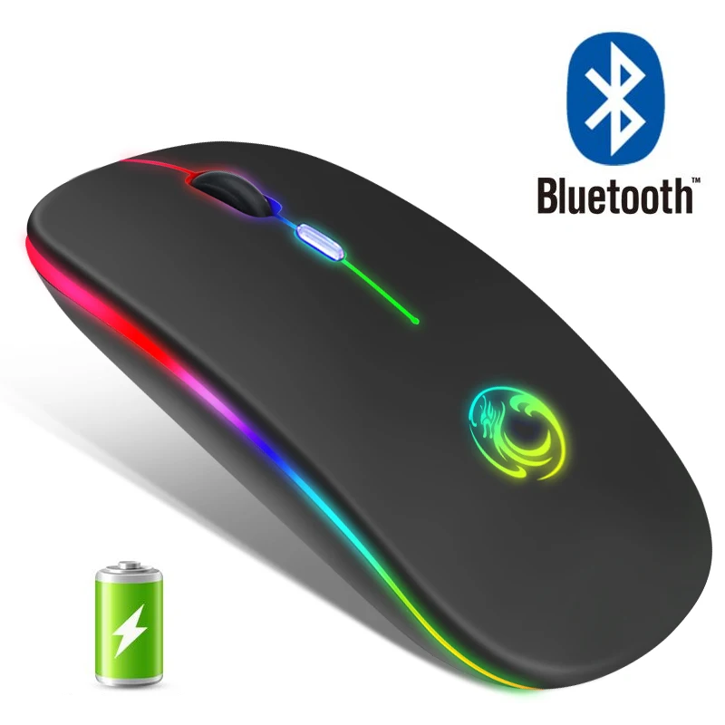 

Мышь Компьютерная Бесшумная аккумуляторная с RGB-подсветкой и USB-портом