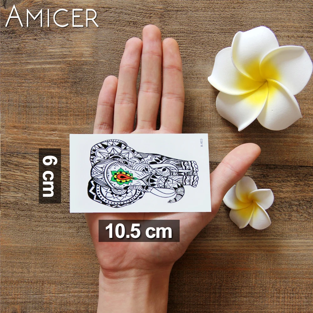 Waterproof Temporary Tattoo Sticker 10.5*6 cm tattoo Elephants India Water Transfer Fake Flash tattoos for men girl | Красота и