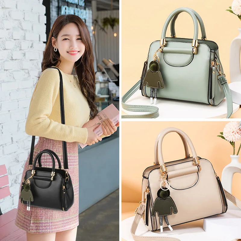 

2020 New European and American Fashion All Match Bucket Ladies Bag PU Leather Shoulder Messenger Bag Solid Color Handbag