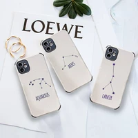 constellations zodiac signs phone case lambskin leather for iphone 12 11 8 7 6 xr x xs plus mini plus pro max shockproof