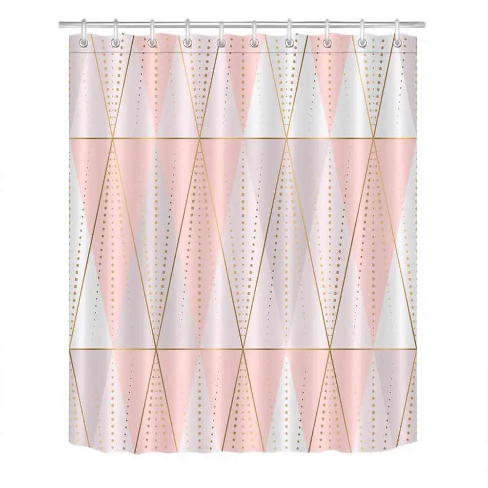 

Geometric Patterns Gradient Shower Curtains Home Decor Waterproof Modern Bath Curtain with Hooks Durable Bathroom Curtain Fabric