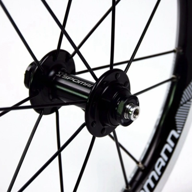 

SPOMANN 14-Inch Front Two Rear Four Palin Folding Bicycle V-Brake 9T Steel Tooth Single-Speed Wheel Set BMX Wheel Set