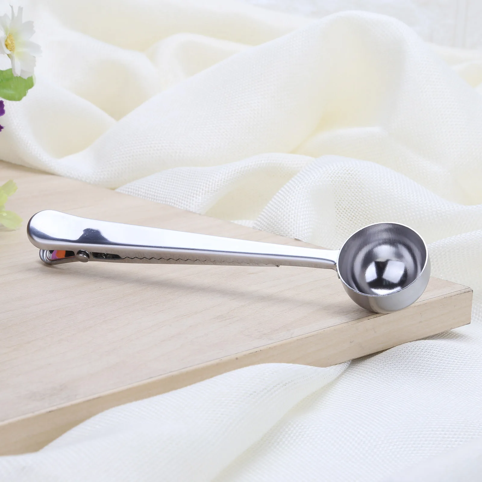 Ложка для кофе из нержавеющей стали с зажимом сумки прочные многоразовые