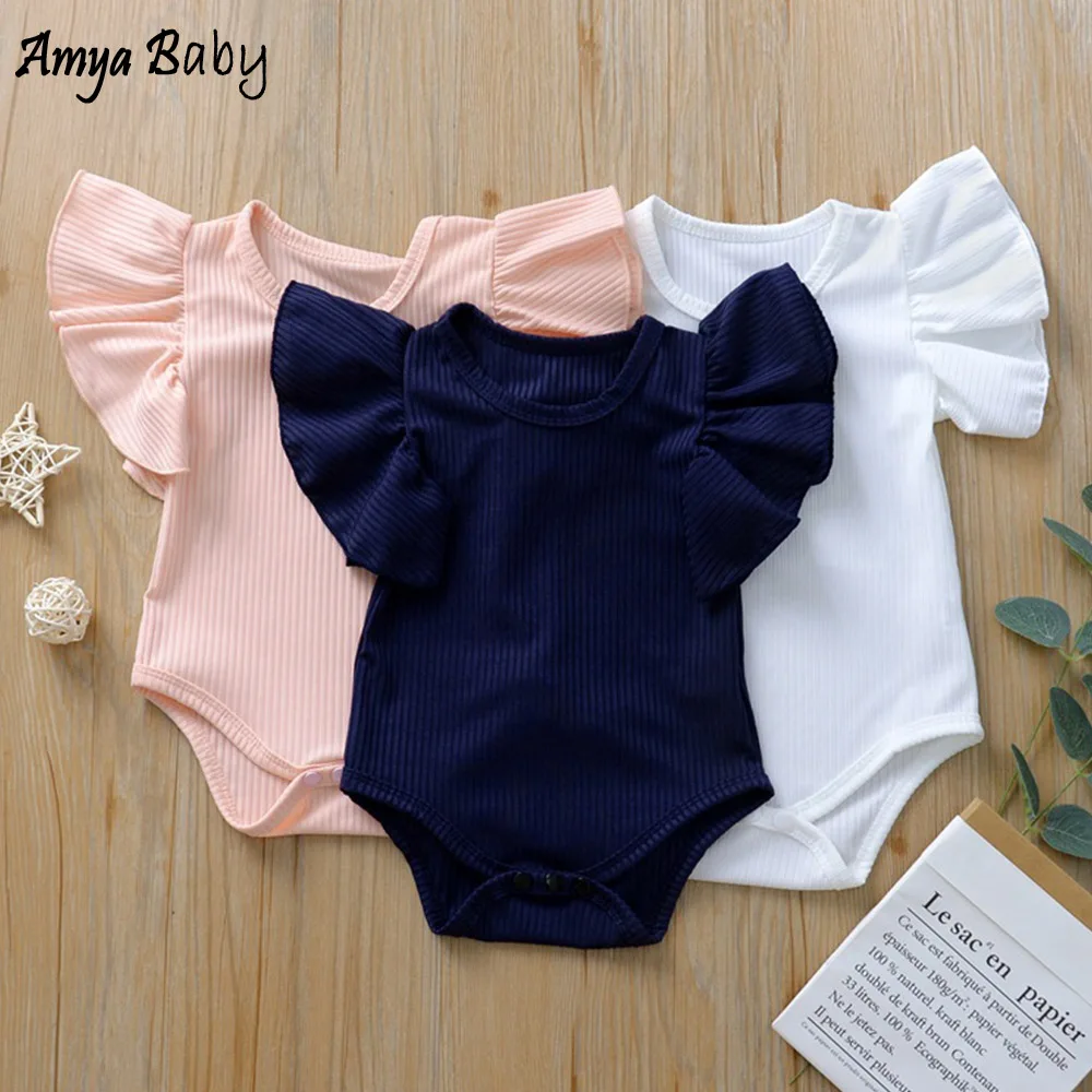 Комбинезон для маленьких девочек AmyaBaby однотонная летняя одежда младенцев