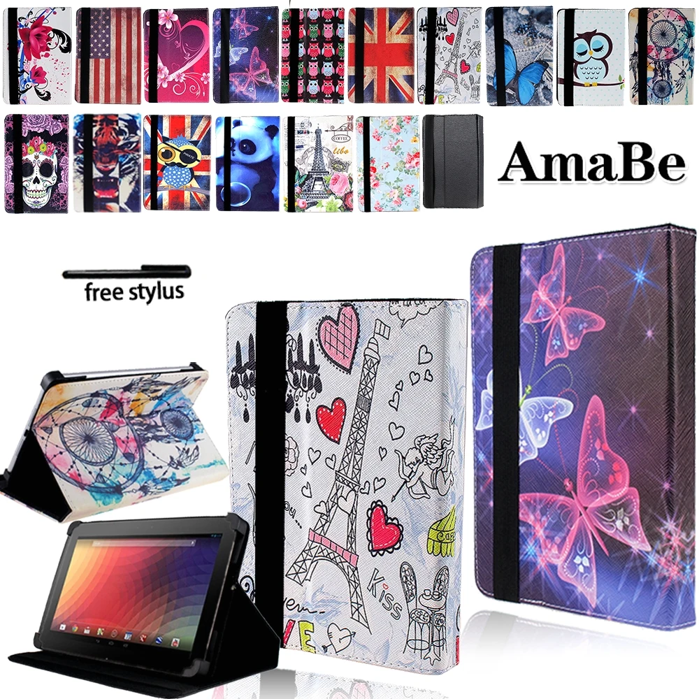 

Anti-Dust Print Leather Tablet Stand Cover Case for Google Nexus 7 9 10 / Pixel C Tablet + Stylus Protective Shell