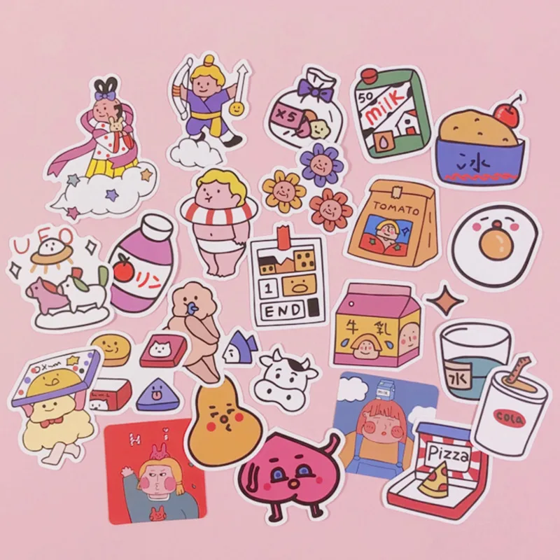 

25Pcs/Pack Cute Angel Baby Motion Hand Painted Stickers Handmade Stickers Children Birthday Gifts Cute Stickers Scrapbooking