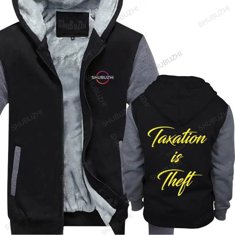 

new arrived cotton thick hoody men sweatshirt hooded Taxation Is Theft (Tea Party Libertarian) man winter fleece hoodie coat