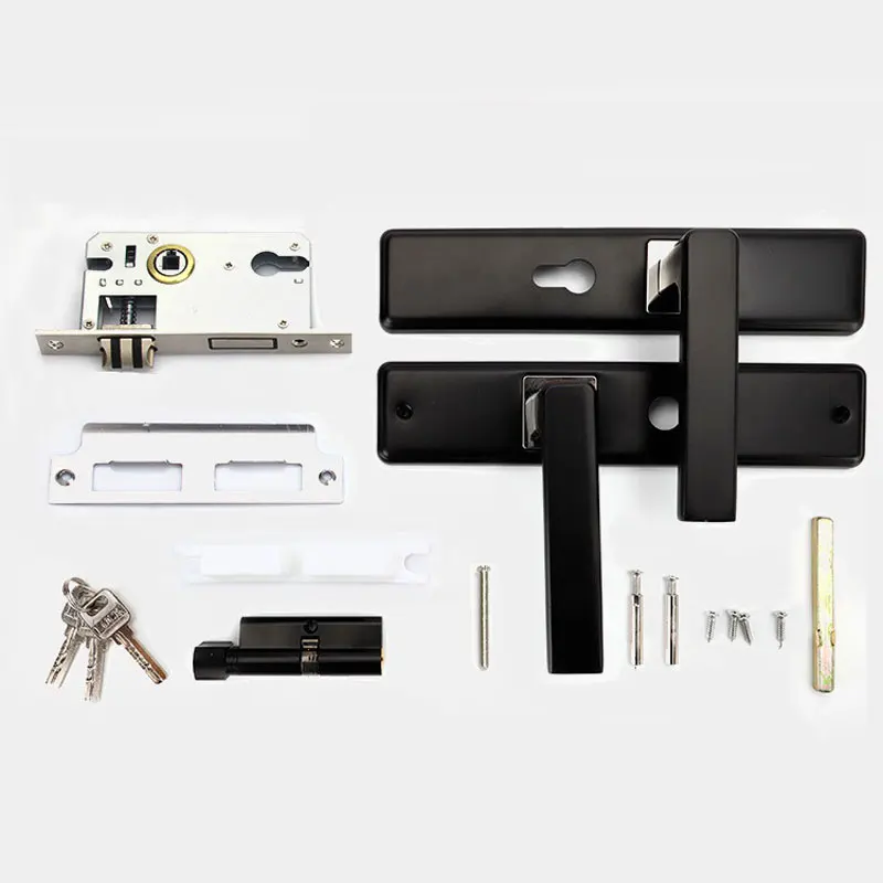 Черный дверной замок Раздельный дверные ручки для межкомнатных дверей бесшумный