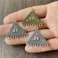 10pcs antique silver and golden triangle horn pattern with 5 holes to connect pendant diy making necklace sweater chain buckle
