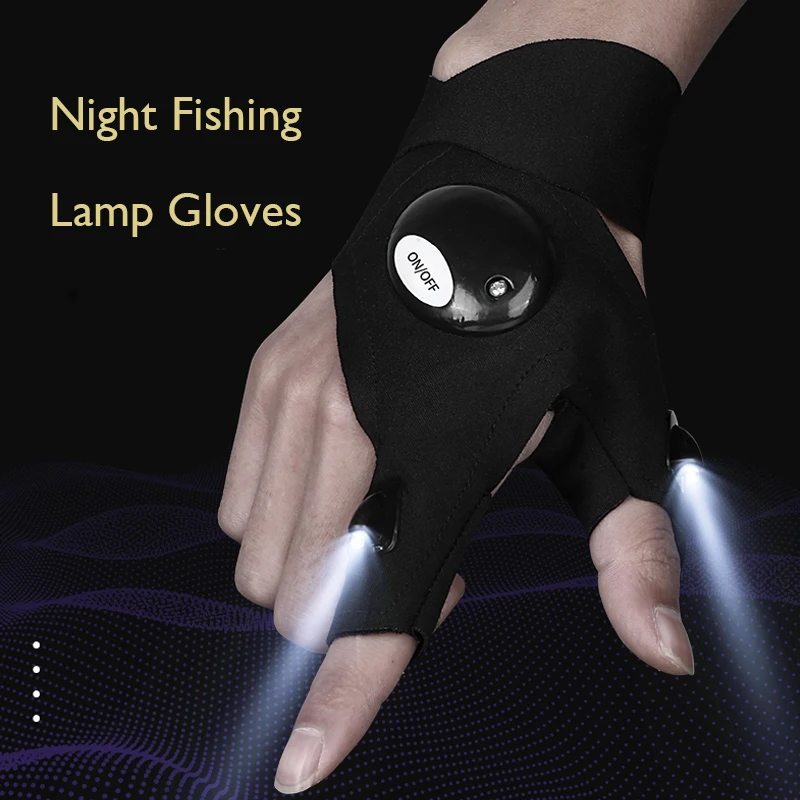

Night Light Waterproof Fishing Gloves with Led Flashlight Rescue Tools Outdoor Gear Cycling Practical Durable Fingerless Gloves