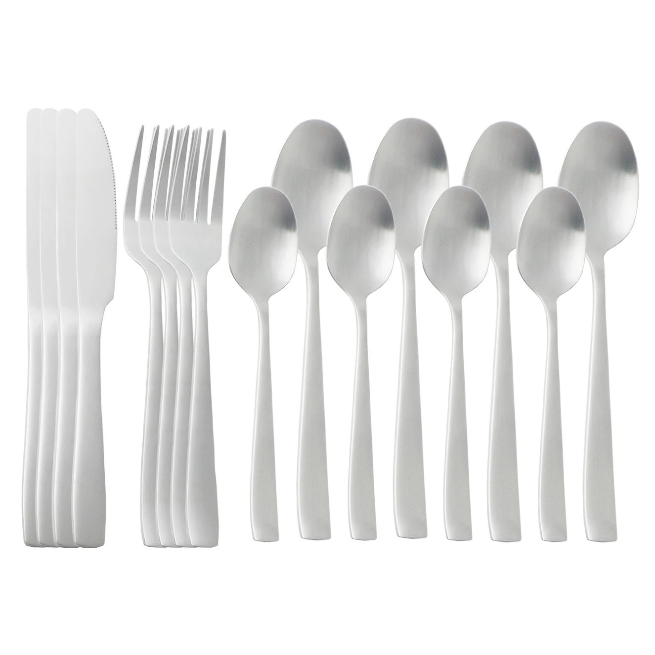 

16pcs Matte Silver Dinnerware Set Stainless Steel Tableware Set Knife Spoon Fork Kitchen Flatware Set Cutlery Dishwasher safe