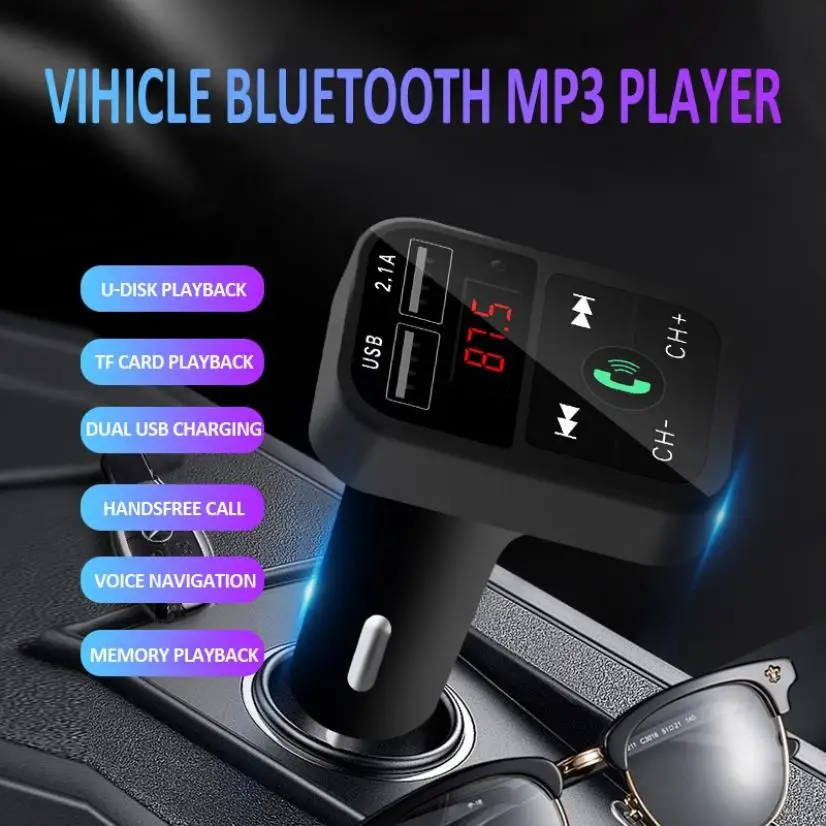 Handsfree transmisor fm bluetooth автомобильный комплект fm-радио Передатчик Автомобильный mp3 плеер USB зарядное устройство Быстрая зарядка мобильный телефон модулятор