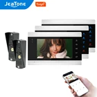 Jeatone Wifi Tuya 7 дюймов видео домофон с 2 шт 720P дверной звонок Система контроля доступа с дистанционным разблокированием, запись движения