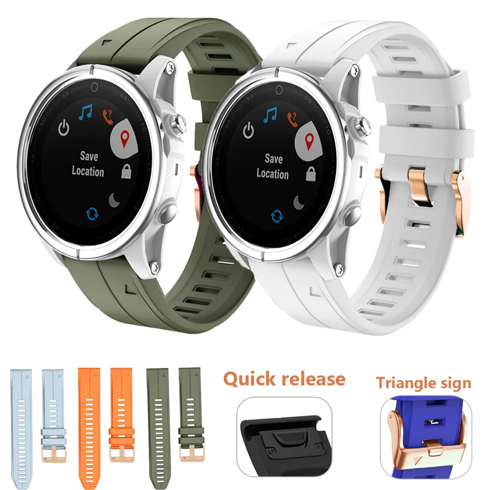 

Hot Sell 20mm Watchband For Garmin Fenix 5S 5SPlus 6S 6SPro Mk2S Quick Release Rose Gold Steel Buckle Silicone Easy fit Straps