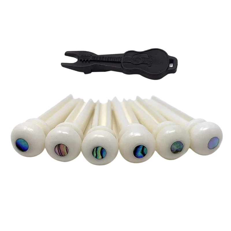 

ABGZ-6Pcs Cattle Bone Material Acoustic Guitar Bridge Pins with Pearl Shell Dot for Acoustic Folk Guitar Accessories
