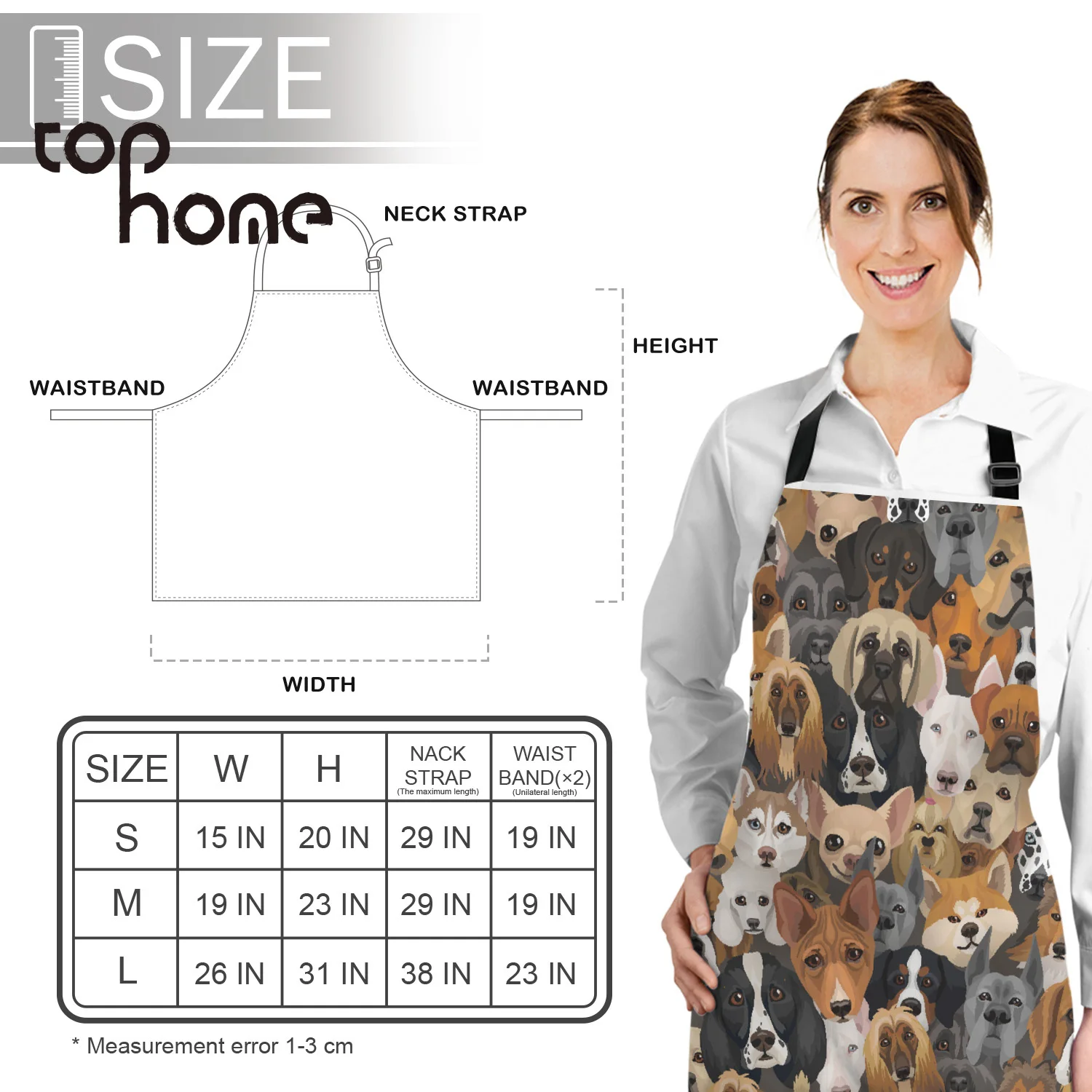 

Tophome Kitchen Apron Hound Dog Pug Anime Cartoon Printed Sleeveless Canvas Aprons for Men Women Kids Home Cleaning Tools