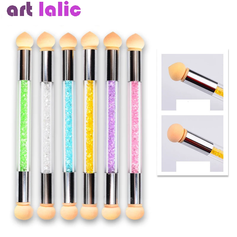 

2 Heads Nail Art Sponge Gradient Brush Acrylic Gel Polish Gradual Color Transfer Rhinestone Sequins Pick Up Paint Pen