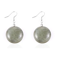 hyperbole big natural stone drop earrings for women 25mm round crystal lapis lazuli dangle earring hoops female boho jewelry