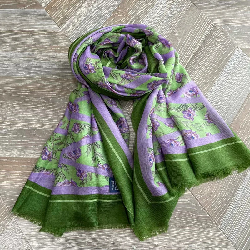 

Зимние палантины из пашмины, женский модный бренд, цветочный дизайн, 100% натуральный кашемировый шарф, шаль, 200*100 см, весенний, Осенний шарф