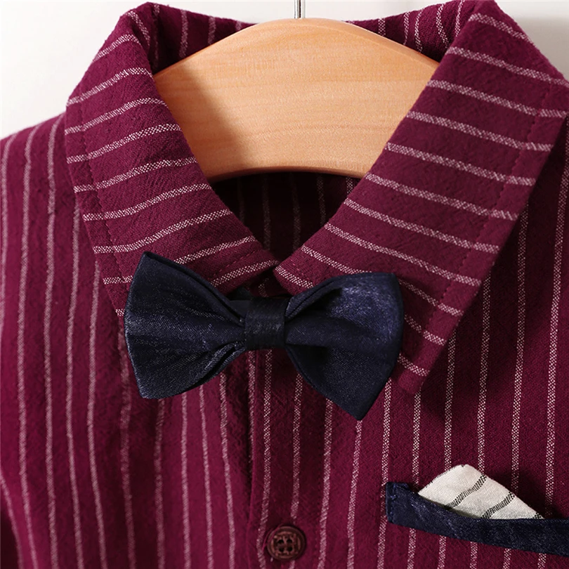 

Newborn Romper Infant Boys Striped Gentleman Turn-down Collar Shirt Bow Tie Long Sleeve Jumpsuit Fashion Baby Clothes 0-24M A20